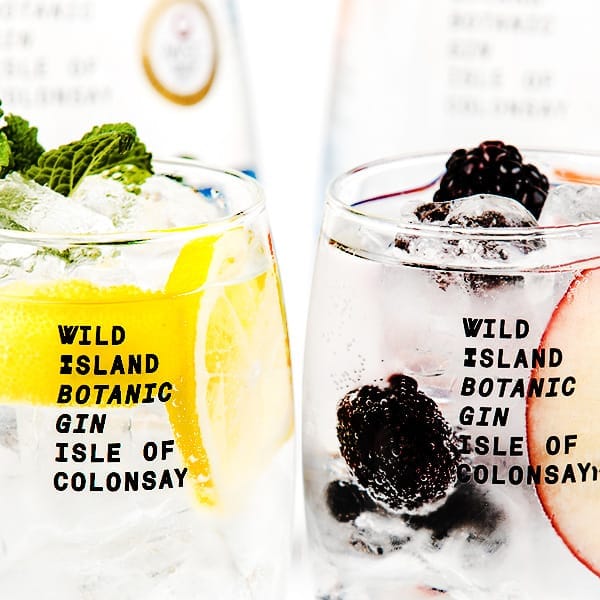 Colonsay Gin served in chilled glasses by commercial photographer in Scotland